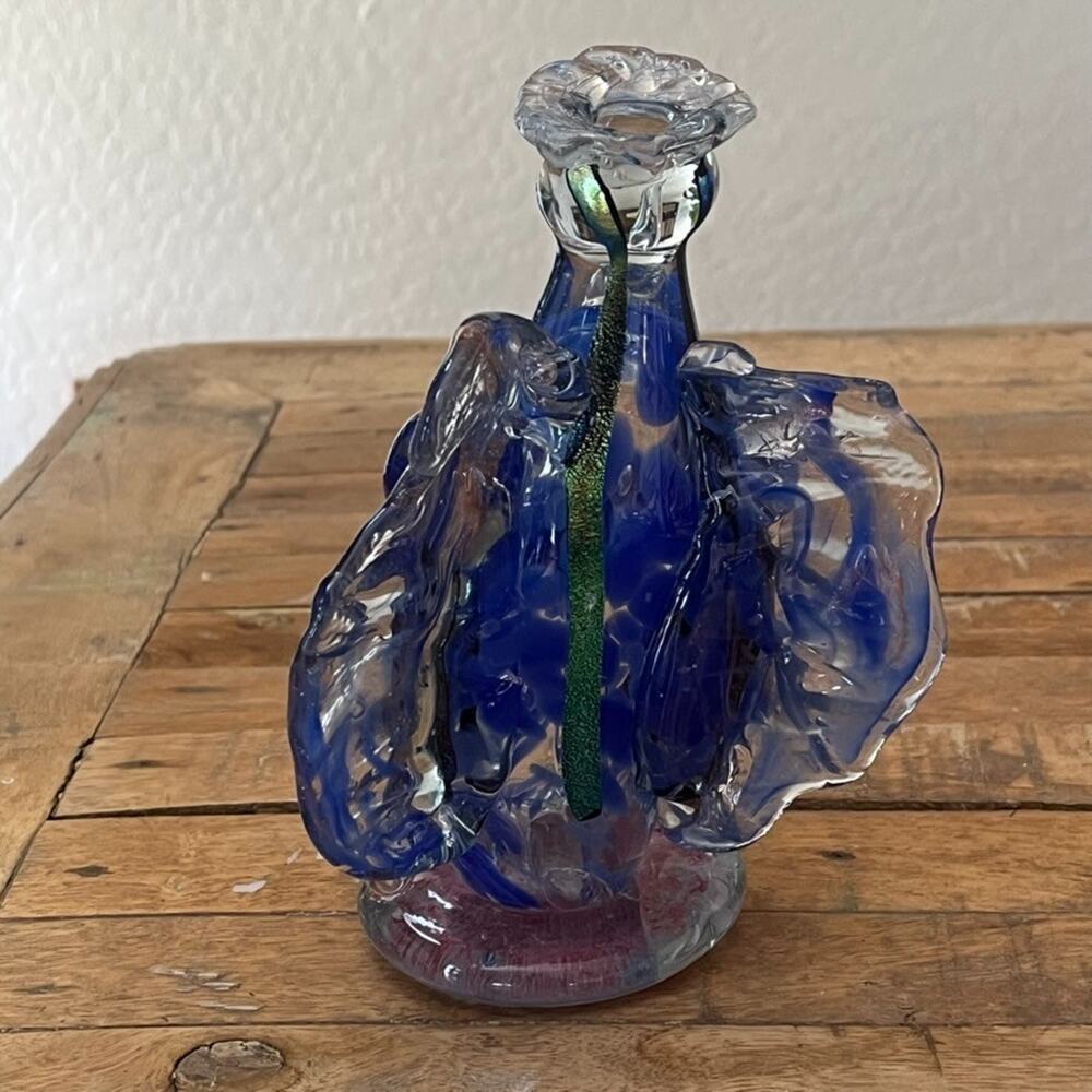Hand-Blown Art Glass Blue Angel Sculpture 8" Decor Handcrafted - Picture 3 of 8